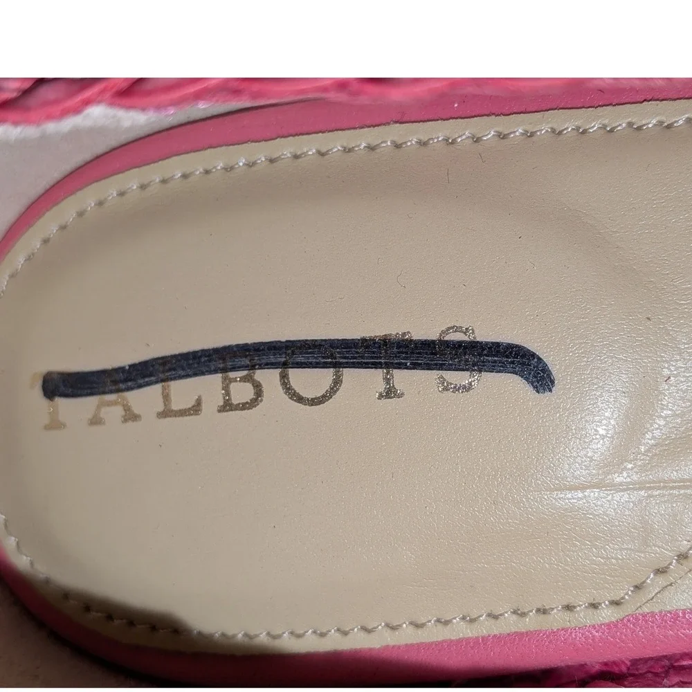 Talbots Womens Pink Woven Faux Nappa Leather Ballet Flats Braided Bow Size 9 NEW
